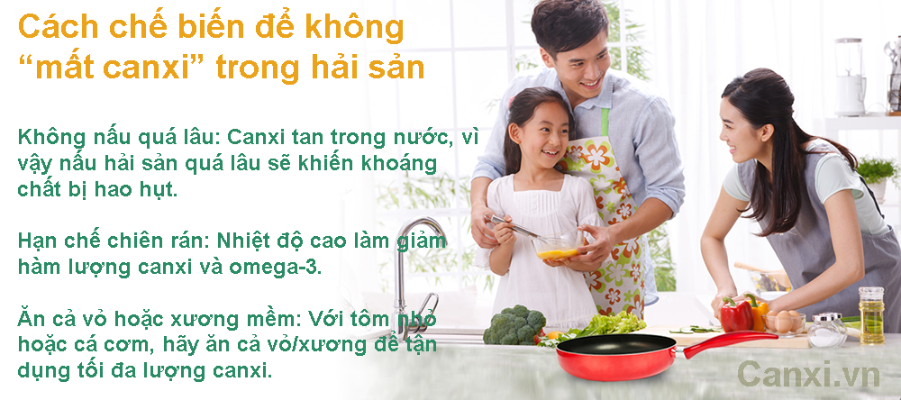 Cách chế biến để không mất canxi trong hải sản