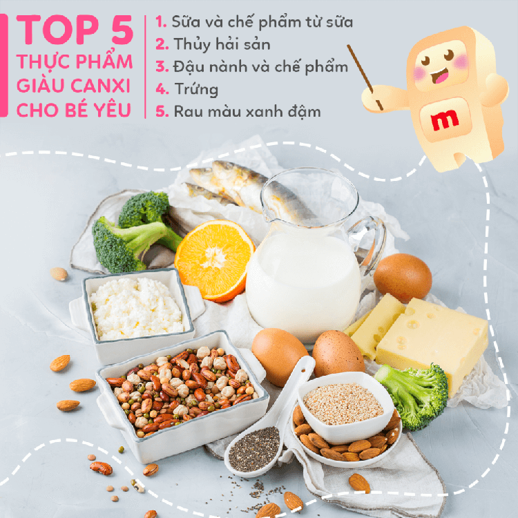 Thực phẩm giàu canxi cho bé phát triển chiều cao